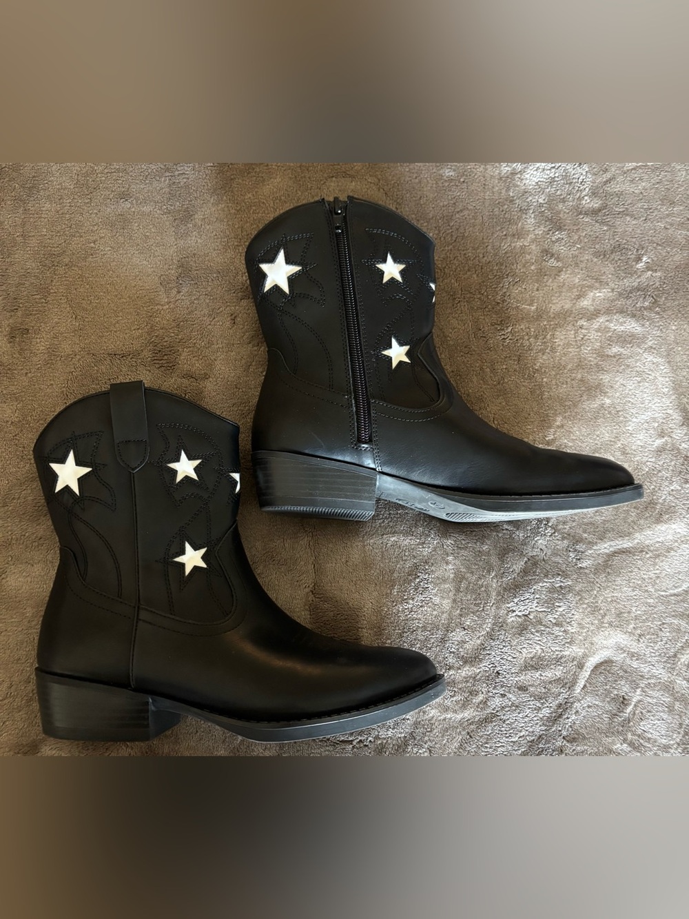 Black Western Boots w/ White Stars